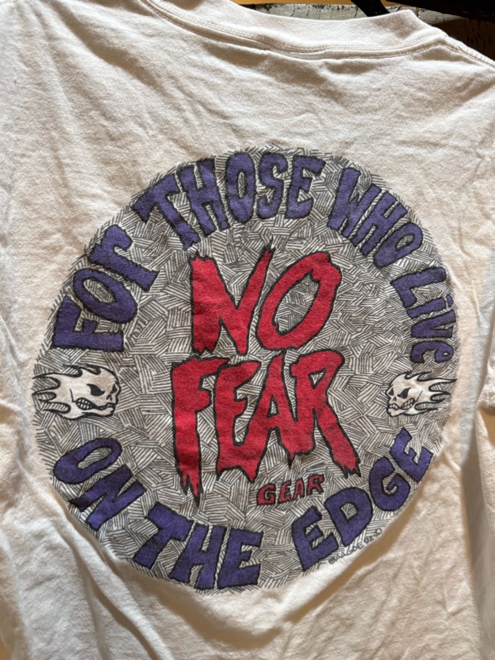 Vintage rare living on the edge No Fear Graphic Tee sports epic top Tshirt